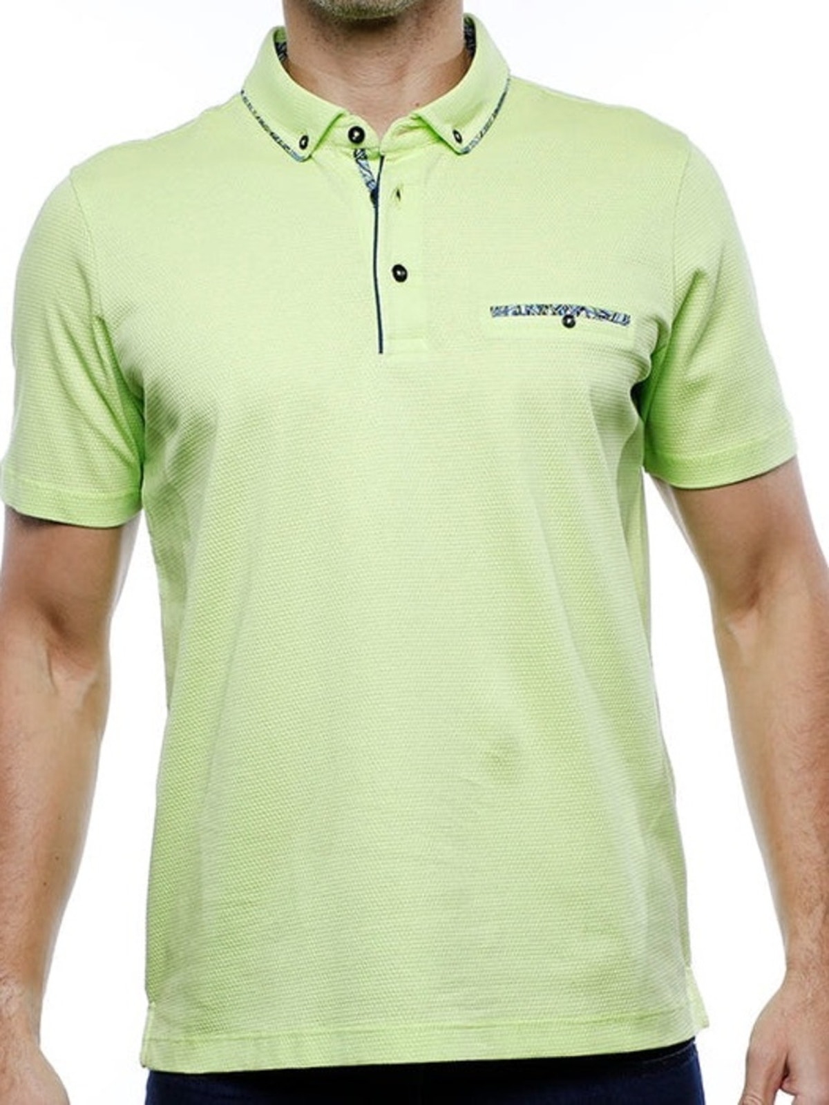 Mens Viscanti Black Lime Green Short Sleeve Polo With Contrast Trim Size Large